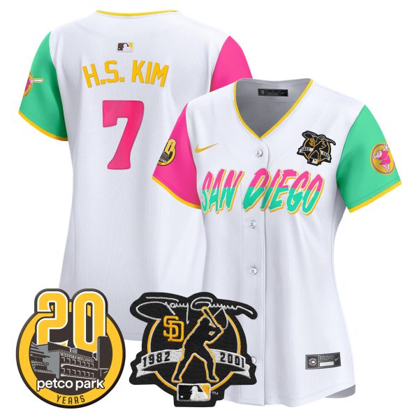 Women's Padres Tony Gwynn & Petco Park 20th Patch Vapor Premier Limited Jersey – All Stitched - Image 32