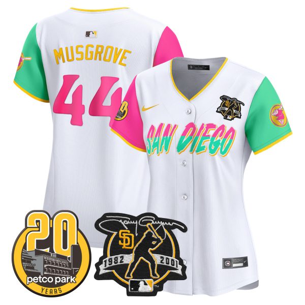 Women's Padres Tony Gwynn & Petco Park 20th Patch Vapor Premier Limited Jersey – All Stitched - Image 33