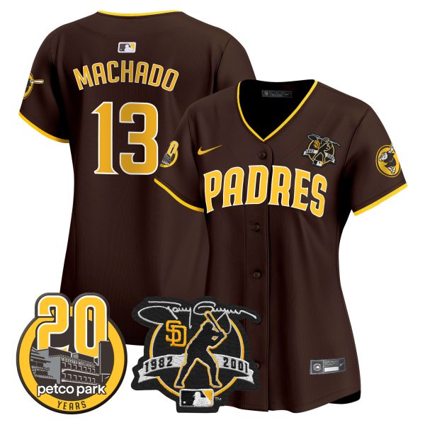 Women's Padres Tony Gwynn & Petco Park 20th Patch Vapor Premier Limited Jersey – All Stitched - Image 37