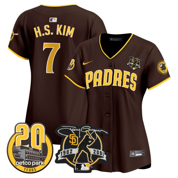 Women's Padres Tony Gwynn & Petco Park 20th Patch Vapor Premier Limited Jersey – All Stitched - Image 39