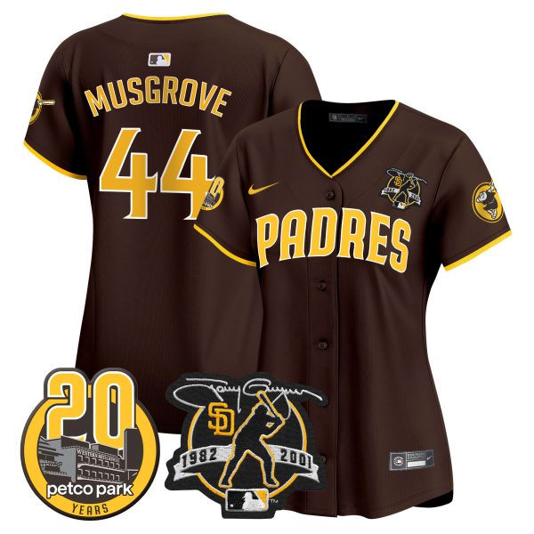Women's Padres Tony Gwynn & Petco Park 20th Patch Vapor Premier Limited Jersey – All Stitched - Image 40