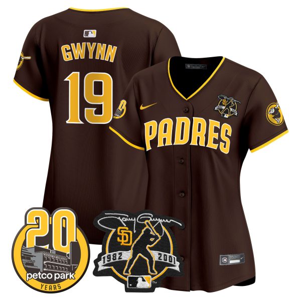 Women's Padres Tony Gwynn & Petco Park 20th Patch Vapor Premier Limited Jersey – All Stitched - Image 41