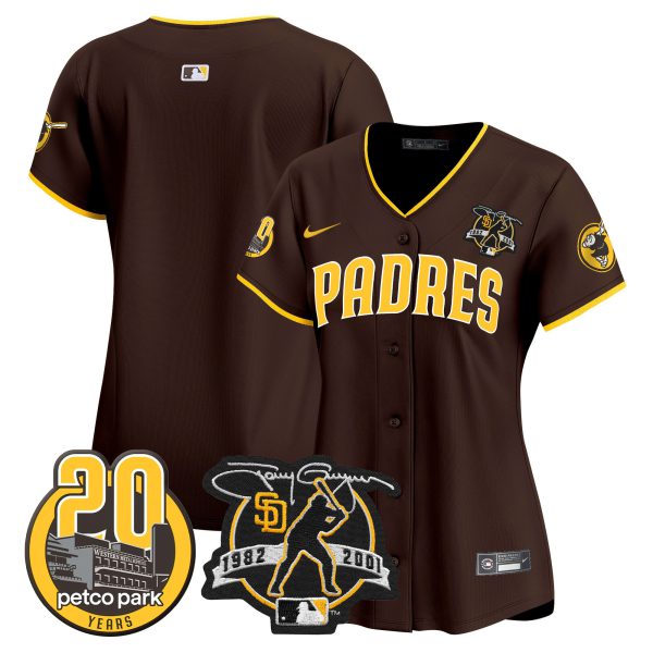 Women's Padres Tony Gwynn & Petco Park 20th Patch Vapor Premier Limited Jersey – All Stitched - Image 42