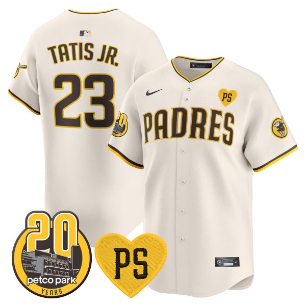 Men's Padres “For Peter” & Petco Park 20th Patch Vapor Premier Limited Jersey V2 – All Stitched