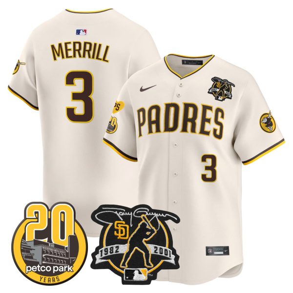 Jackson Merrill San Diego Padres Cream Jersey - All Stitched