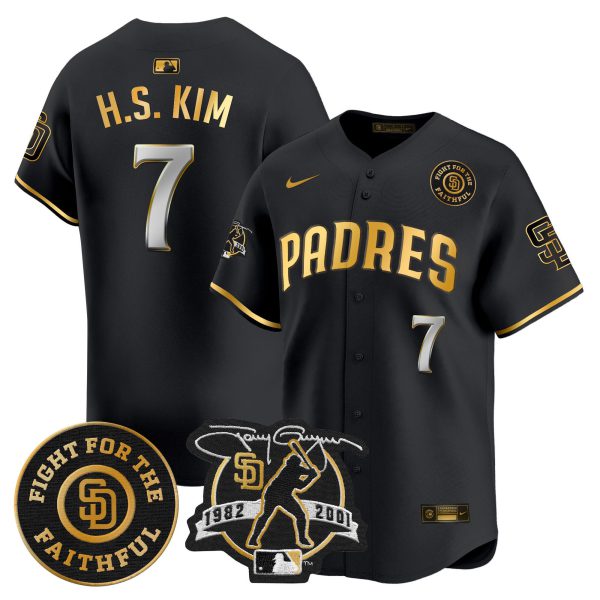 Men's Padres Tony Gwynn & Faithful Patch Vapor Premier Limited Jersey – All Stitched - Image 4