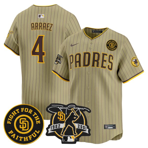 Men's Padres Tony Gwynn & Faithful Patch Vapor Premier Limited Jersey – All Stitched - Image 34