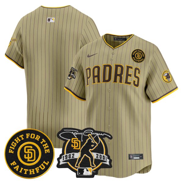 Men's Padres Tony Gwynn & Faithful Patch Vapor Premier Limited Jersey – All Stitched - Image 36