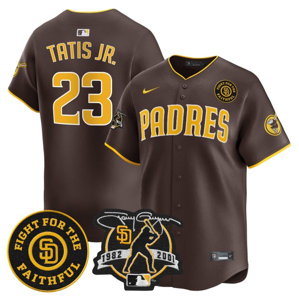 Men's Padres Tony Gwynn & Faithful Patch Vapor Premier Limited Jersey – All Stitched - Image 46
