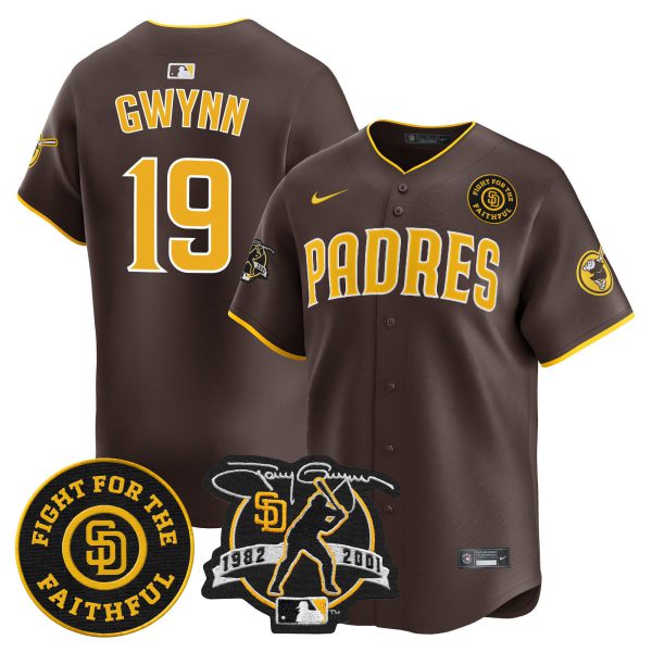 Men's Padres Tony Gwynn & Faithful Patch Vapor Premier Limited Jersey – All Stitched - Image 51