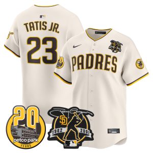 Men's Padres Tony Gwynn & Petco Park 20th Patch Vapor Premier Limited Jersey V2 – All Stitched