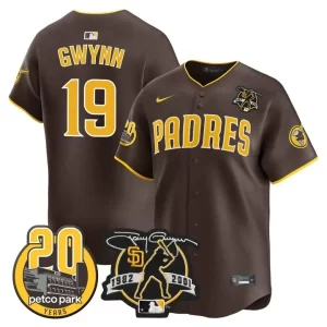 Tony Gwynn San Diego Padres Petco Park 20th Patch Brown Jersey - All Stitched