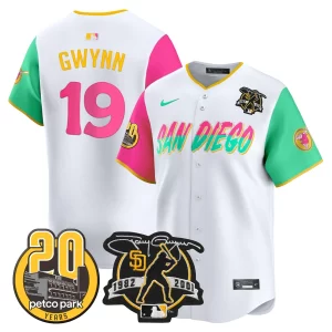 San Diego Padres Tony Gwynn Petco Park 20th Patch City Connect Jersey - All Stitched