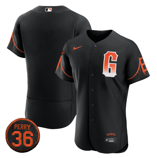 Giants 2023 Black City Connect #36 Gaylord Perry Patch Jersey - All Stitched - Image 4