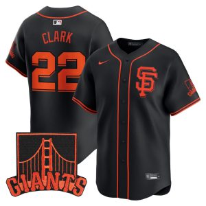 Will Clark San Francisco Giants Golden Gate Bridge patch Black Vapor Limited Jersey - All Stitched