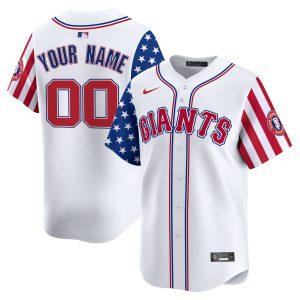 San Francisco Giants White 2024 Independence Day Custom Jersey - All Stitched