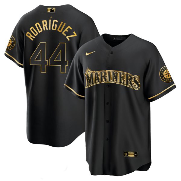 Julio Rodriguez Seattle Mariners White Gold & Black Gold Jersey - All Stitched - Image 2
