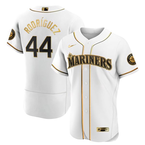 Julio Rodriguez Seattle Mariners White Gold & Black Gold Jersey - All Stitched - Image 3