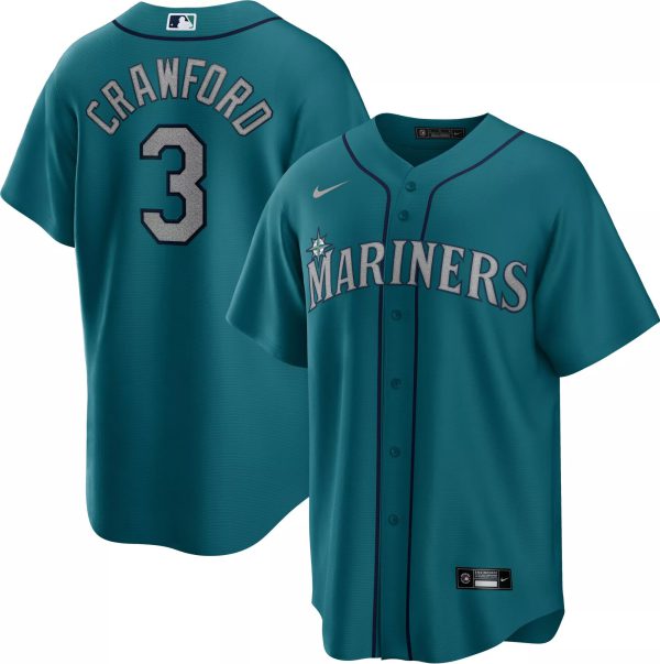 Seattle Mariners Cool Base Jersey - Aqua - All Stitched - Image 2