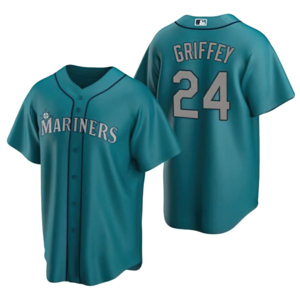 Seattle Mariners Cool Base Jersey - Aqua - All Stitched - Image 3