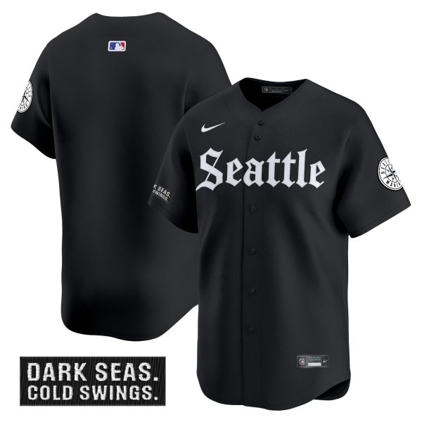 Men's Seattle Mariners 'Deep Sea Gothic Edition' Vapor Premier Limited Jersey - All Stitched - Image 9
