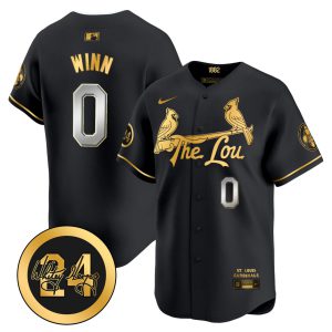Masyn Winn St. Louis Cardinals Black Gold Jersey - All Stitched