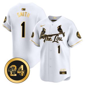 Ozzie Smith St. Louis Cardinals The Lou White Gold Jersey - All Stitched