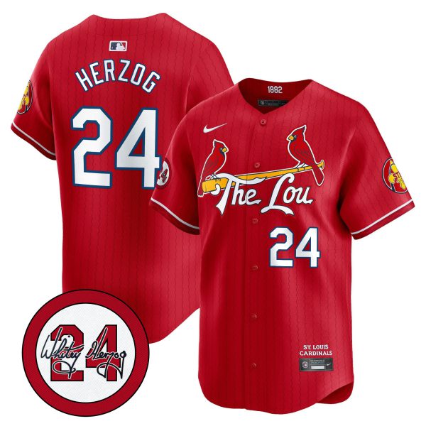 Men's St. Louis Cardinals 2024 City Connect Whitey Herzog Patch Vapor Premier Limited Jersey - All Stitched - Image 28
