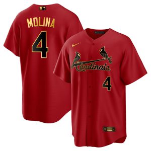 Men's St. Louis Cardinals Cool Base Gold Trim Jersey - All Stitched