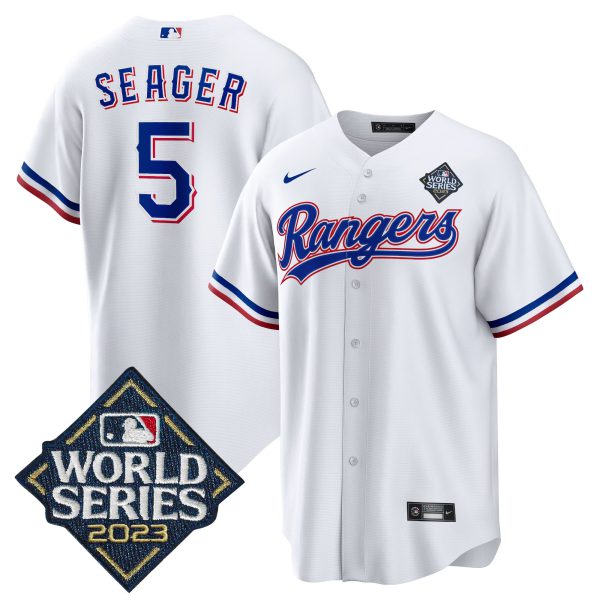 Corey Seager Texas Rangers 2023 World Series Cool Base Jersey - All Stitched - Image 5