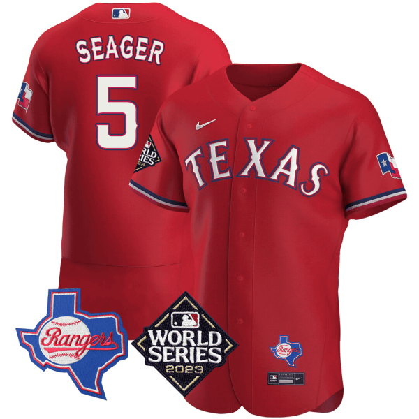 Men's Texas Rangers Texas State & 2023 World Series Patch Jersey - All Stitched - Image 7