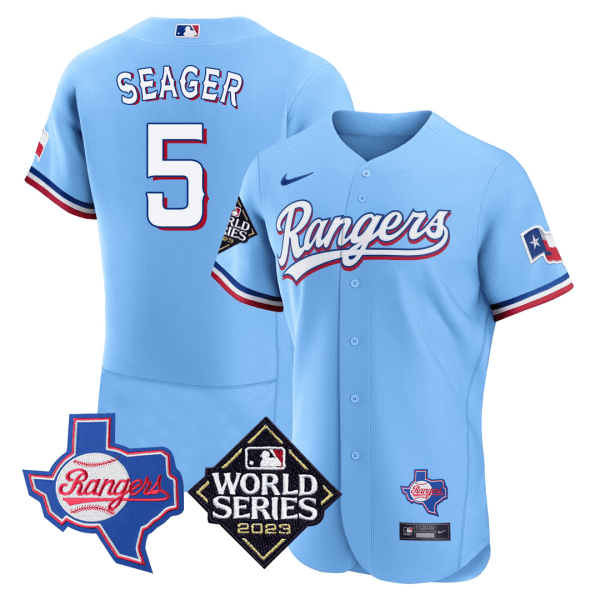 Men's Texas Rangers Texas State & 2023 World Series Patch Jersey - All Stitched - Image 13