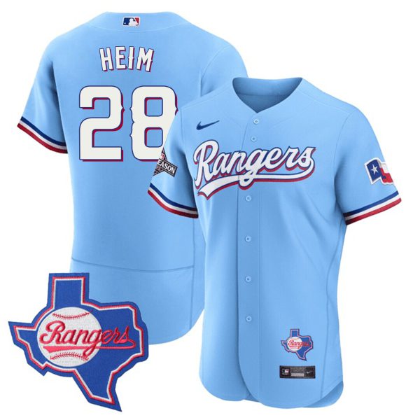 Men's Texas Rangers Texas State Patch Jersey - All Stitched - Image 26