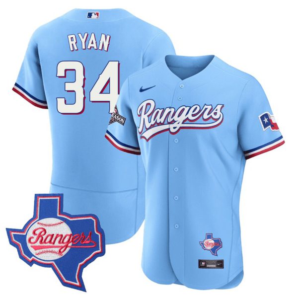 Men's Texas Rangers Texas State Patch Jersey - All Stitched - Image 27