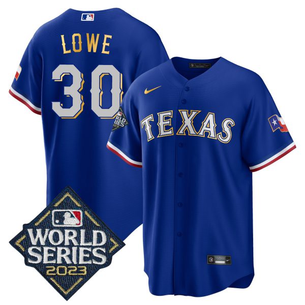 Men's Texas Rangers 2023 World Series Cool Base Gold Trim Jersey - All Stitched - Image 4