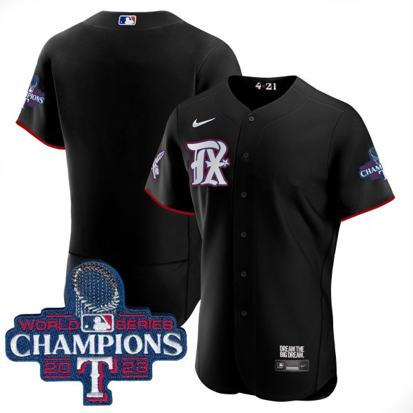 Men's Texas Rangers 2023 World Series Champions City Connect Flex Base Jersey - All Stitched - Image 36