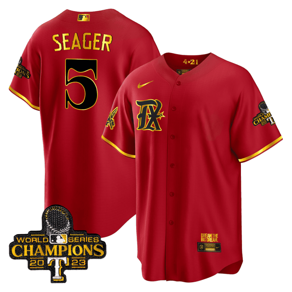 Men's Texas Rangers 2023 World Series Champions City Connect Cool Gold Jersey V2 - All Stitched - Image 3