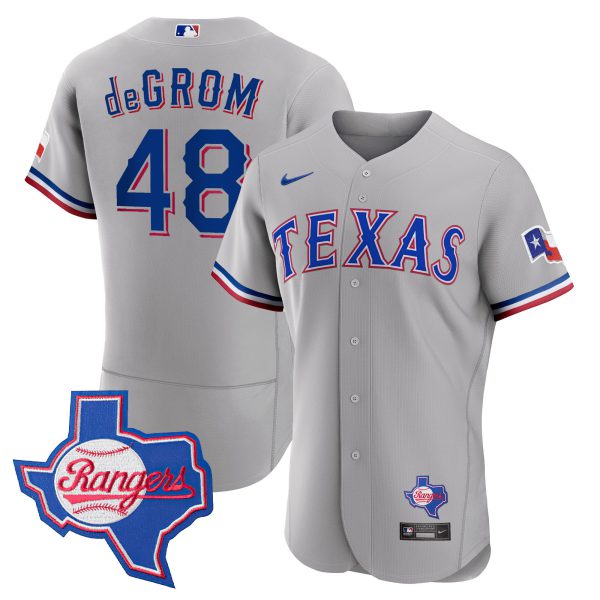 Texas Rangers 2023 Gray Flex Base Jersey - Texas Patch - All Stitched - Image 3