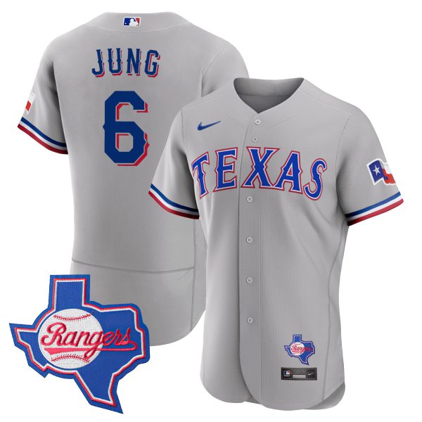 Texas Rangers 2023 Gray Flex Base Jersey - Texas Patch - All Stitched - Image 6