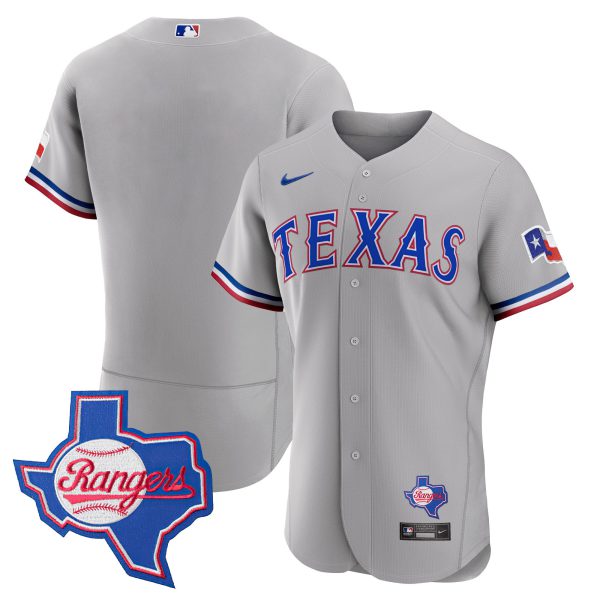 Texas Rangers 2023 Gray Flex Base Jersey - Texas Patch - All Stitched - Image 9