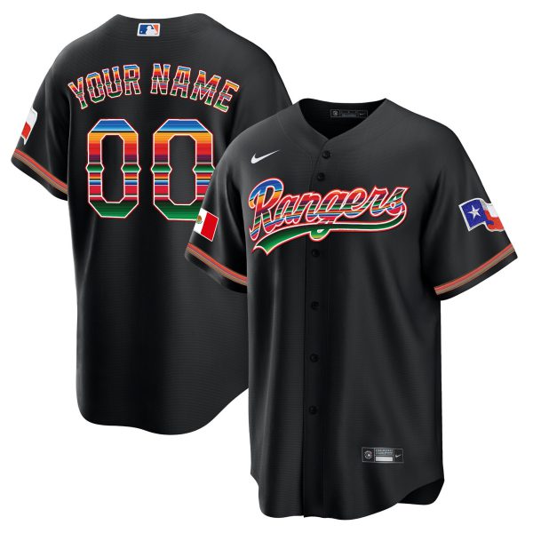 Men's Texas Rangers Mexican Heritage Night Cool Base Custom Jersey - All Stitched - Image 3