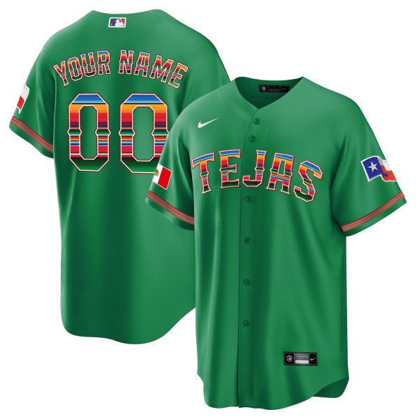Men's Texas Rangers Mexican Heritage Night Cool Base Custom Jersey - All Stitched - Image 13