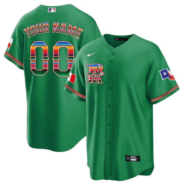 Men's Texas Rangers Mexican Heritage Night Cool Base Custom Jersey - All Stitched - Image 16
