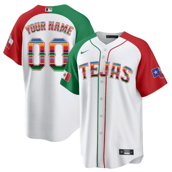 Men's Texas Rangers Mexican Heritage Night Cool Base Custom Jersey - All Stitched - Image 17