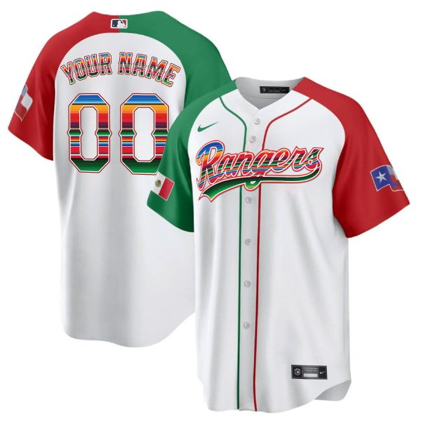 Men's Texas Rangers Mexican Heritage Night Cool Base Custom Jersey - All Stitched - Image 19