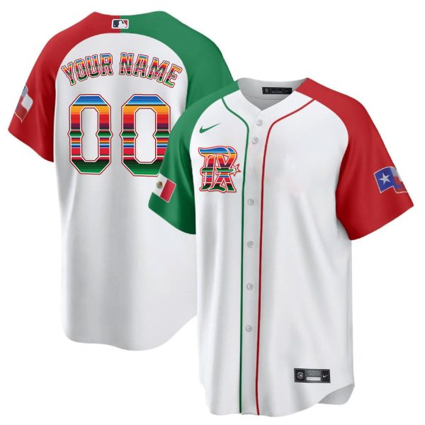 Men's Texas Rangers Mexican Heritage Night Cool Base Custom Jersey - All Stitched - Image 20