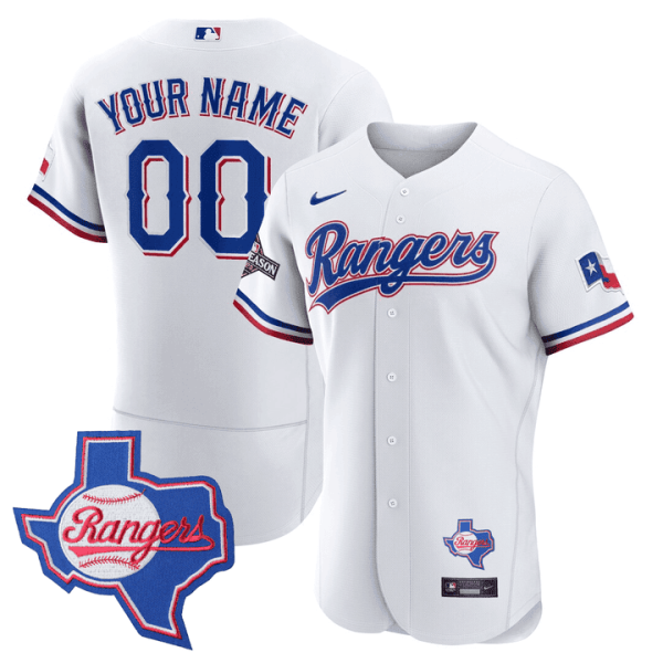 Texas Rangers Texas State Patch Custom Jersey - All Stitched - Image 3