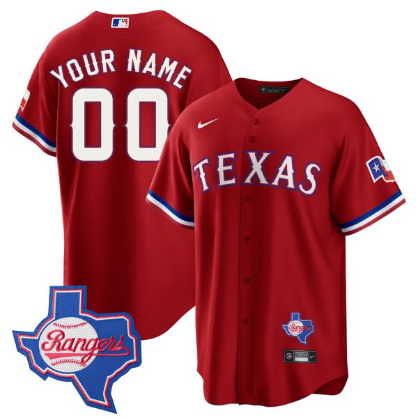 Texas Rangers 2023 Cool Base Custom Jersey - Texas Patch - All Stitched - Image 4