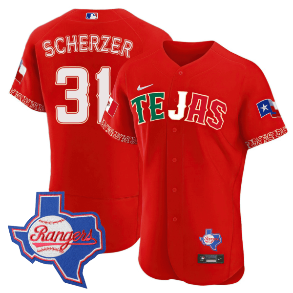 Men's Texas Rangers Special Mexico Texas State Patch Jersey - All Stitched