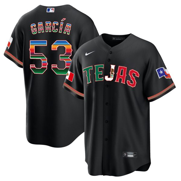 Men's Texas Rangers Mexico Flag Jersey - All Stitched - Image 3